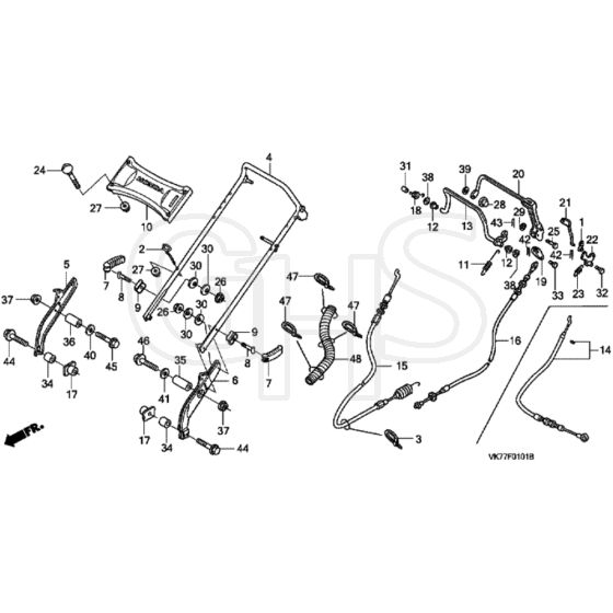 Honda HRX426C - QXE - MATF 1030001- Handle Pipe (2) Diagram