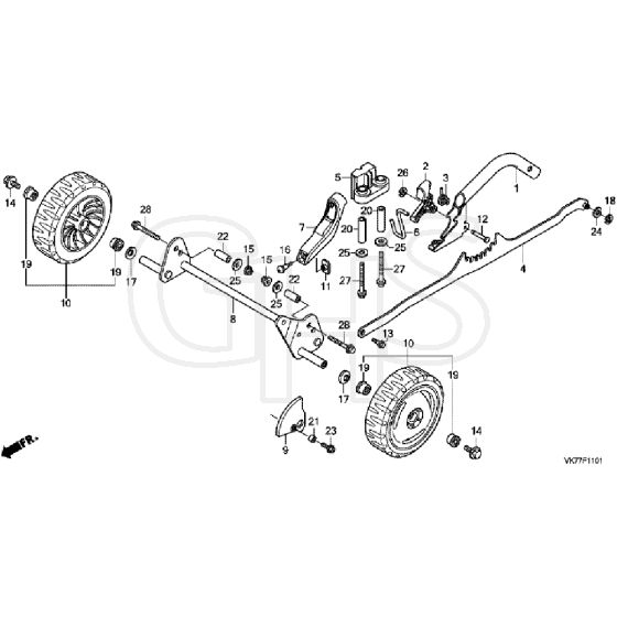 Honda HRX476C2 - VYEH -  Front Wheels Diagram