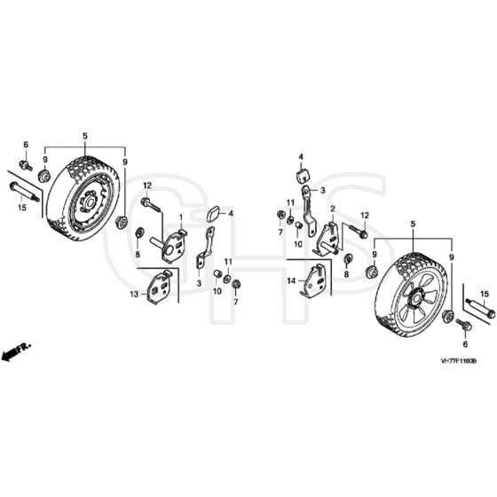 Honda HRX537C2 - HZEA - MAGA 1700001- Front Wheel Diagram