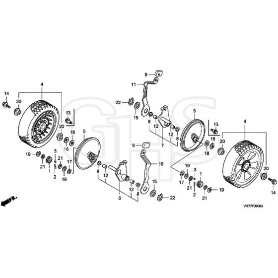 Honda HRX537C2 - HZEA - MAGA 1700001- Rear Wheel Diagram