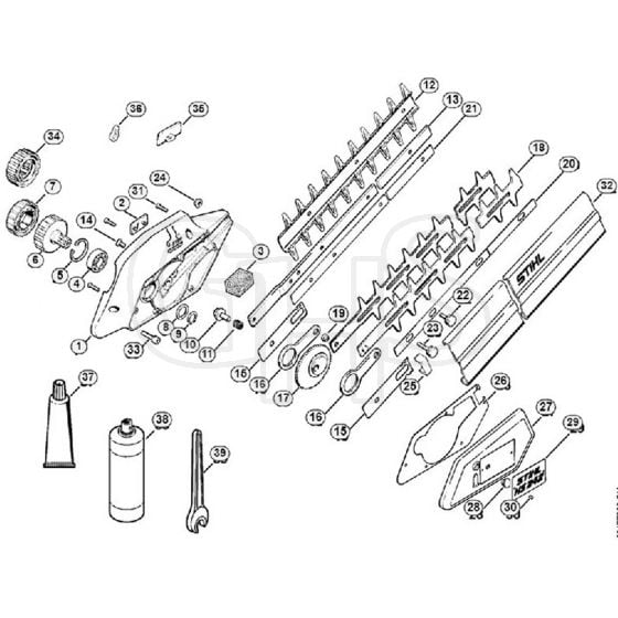 Genuine Stihl HS242 / D - HS 242 Gearbox Housing, Blade