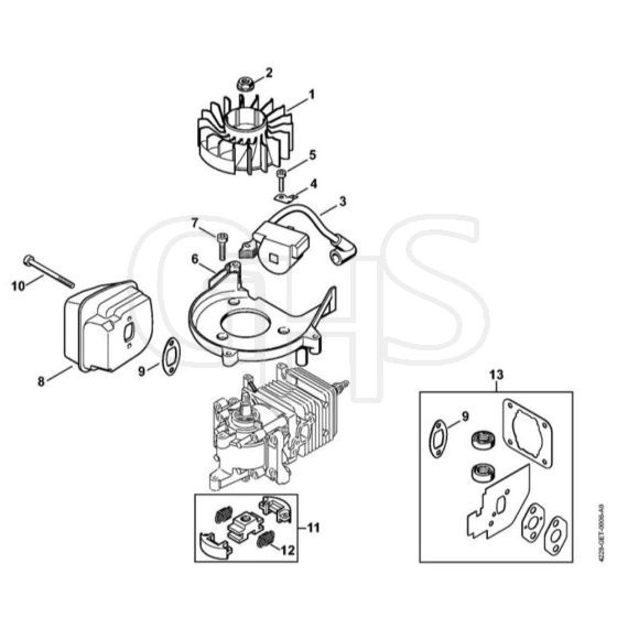 Genuine Stihl HS45 2-MIX / D - Ignition System, Muffler 2-MIX