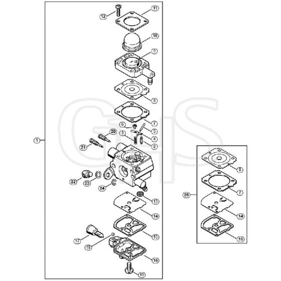 Genuine Stihl HS45 2-MIX / L - Carburetor 4228/13 2-MIX