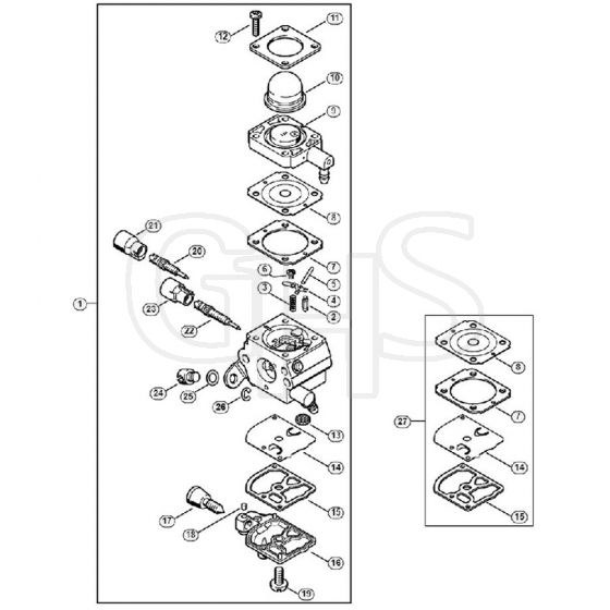 Genuine Stihl HS45 2-MIX / M - Carburetor C1Q-S278 2-MIX