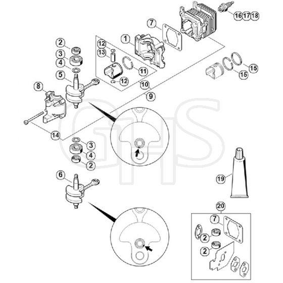 Genuine Stihl HS45 / A - Crankcase, Cylinder