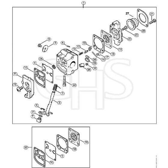 Genuine Stihl HS45 / P - Carburetor C1Q-S49