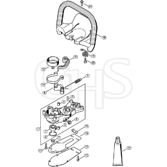 Genuine Stihl HS45 / Q - Gear Head, Handlebar with Hand Guard