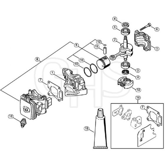 Genuine Stihl HS46 / A - Crankcase, Cylinder, Clutch