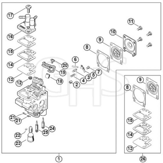 Genuine Stihl HS46 C-E / F - Carburetor 4242/01