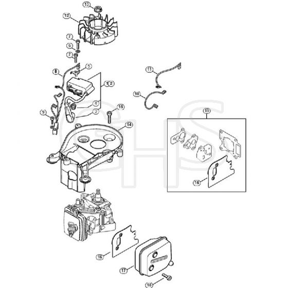 Genuine Stihl HS56 C-E / B - Ignition System, Muffler