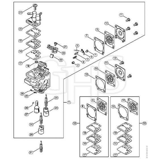 Genuine Stihl HS56 C-E / F - Carburettor C1T-S195