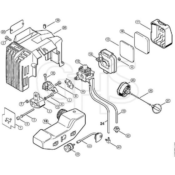 Genuine Stihl HS72 / C - Air Filter, Fuel Tank