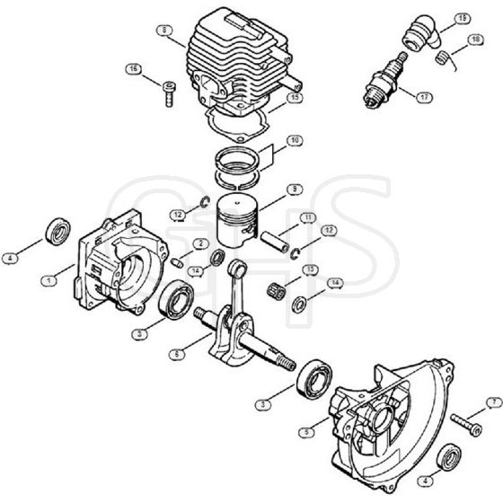 Genuine Stihl HS74 / A - Crankcase, Cylinder