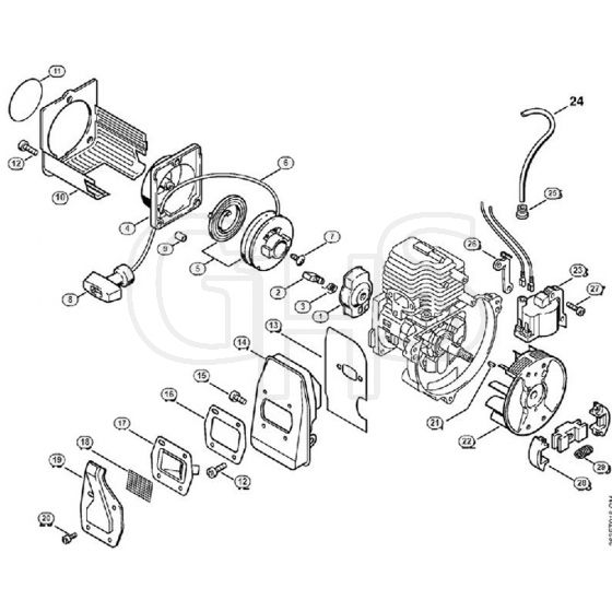 Genuine Stihl HS74 / B - Rewind Starter, Ignition System