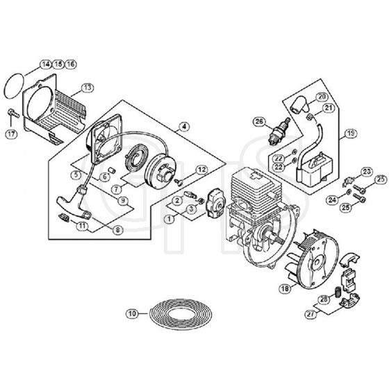 Genuine Stihl HS75 / B - Rewind Starter, Ignition System