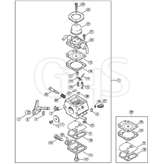 Genuine Stihl HS75 / E - Carburettor C1Q-S29