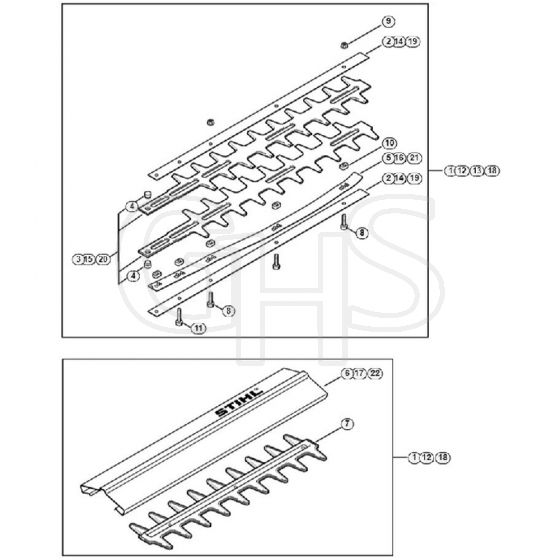 Genuine Stihl HS75 / J - Cutter Bar  1 45 512 843 (42.1999)