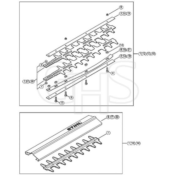 Genuine Stihl HS80 / J - Cutter Bar  1 45 512 843 (42.1999)