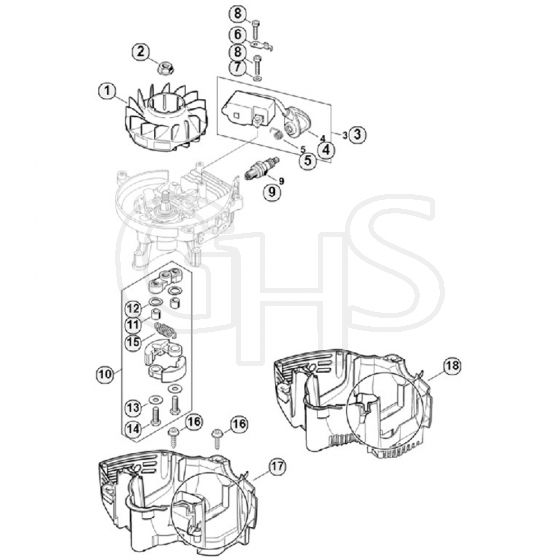 Genuine Stihl HS82 R / B - Ignition system, Clutch