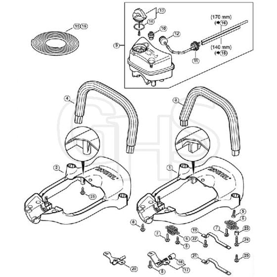 Genuine Stihl HS82 RC-E / H - Handle Frame, Fuel Tank