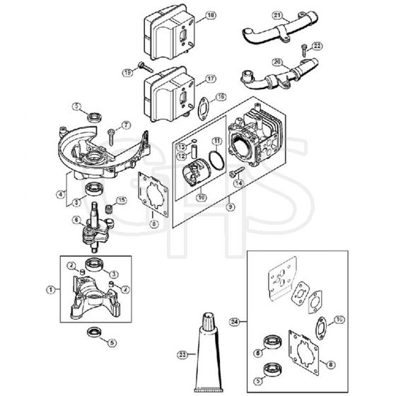 Genuine Stihl HS82 T / A - Crankcase, Cylinder