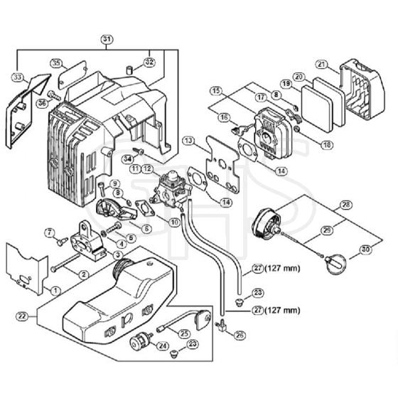 Genuine Stihl HS85 / C - Air Filter, Fuel Tank