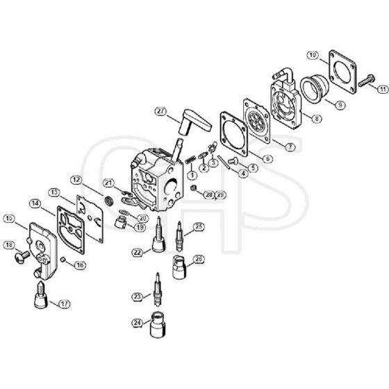 Genuine Stihl HS86 T / F - Carburettor C1Q-S225, -S218, -S196, -S197, -S105, -S111, -S115, -S116