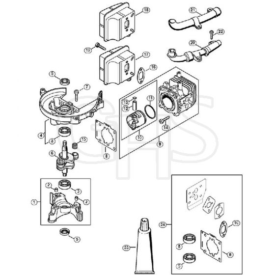 Genuine Stihl HS87 R / A - Crankcase, Cylinder