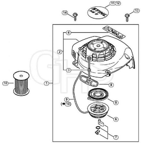 Genuine Stihl HS87 R / C - Rewind Starter