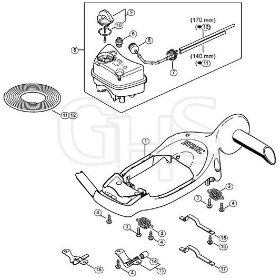 Genuine Stihl HS87 T / G - Handle Frame, Fuel Tank