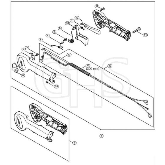 Genuine Stihl HS87 T / J - Control handle HS 87 (41.2018)