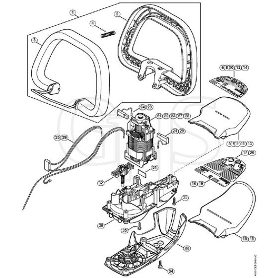 Genuine Stihl HSE42 / B - Loop Handle, Electric Motor, Gear Housing