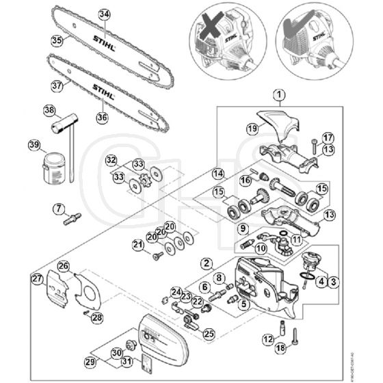 Genuine Stihl HT101 / V - Gear head (B)  508613634