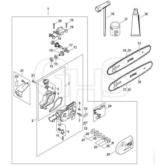 Stihl HT134 - Gear Head - Parts Diagram