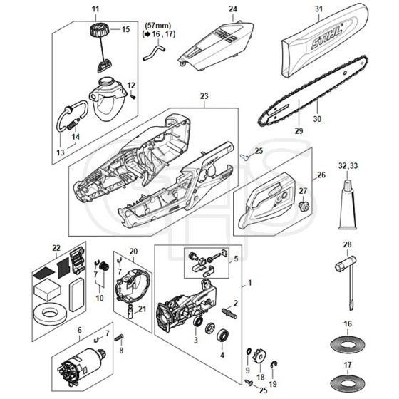 Stihl HTA50.0 - Powerhead - Parts Diagram