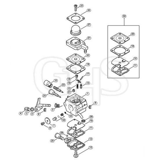 Genuine Stihl KW85 / F - Carburetor 4137/22