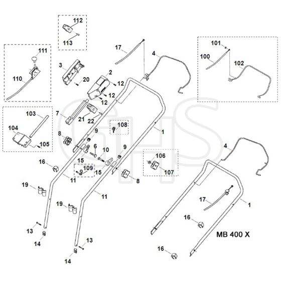 Viking MB400 - Handle - Parts Diagram