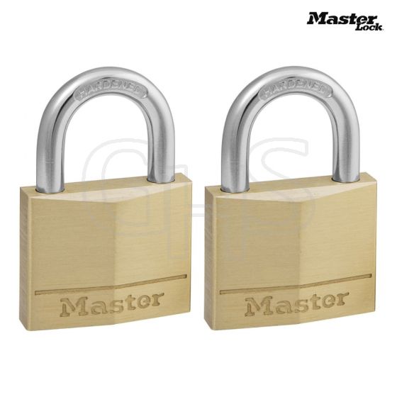 Master Lock Solid Brass 40mm Padlock 4-Pin - Keyed Alike x 2 - 140EURT