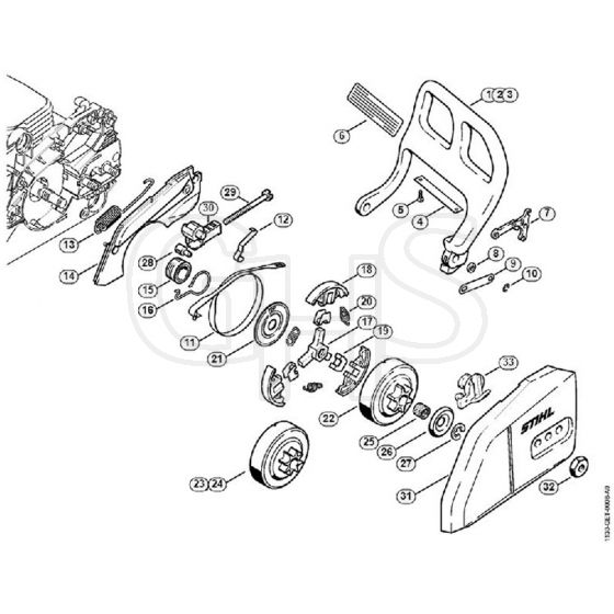 Genuine Stihl MS170 2-MIX / H - Hand guard, Chain brake