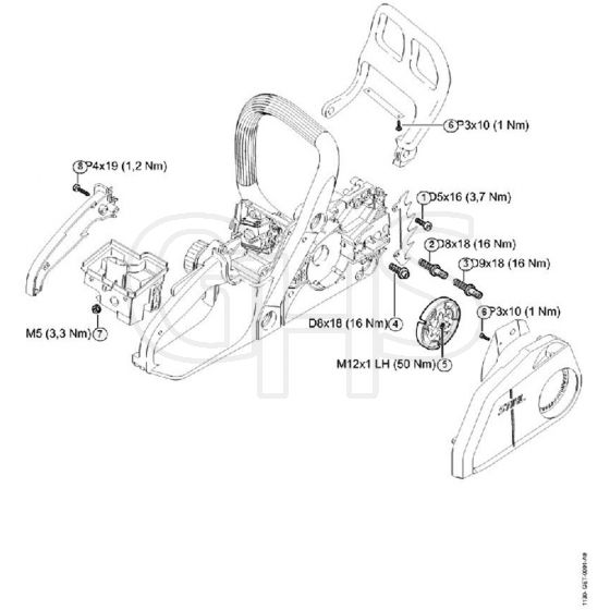 Genuine Stihl MS170 2-MIX / U - Tightening torques