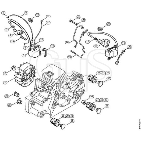 Genuine Stihl MS170 C-E / G - Ignition system, AV system