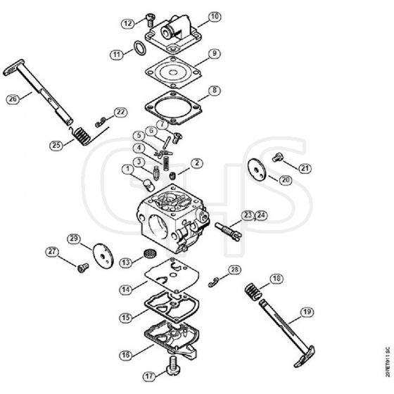 Genuine Stihl MS170 / O - Carburetor C1Q-S137, C1Q-S137 BR