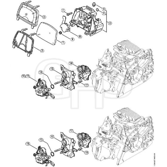 Genuine Stihl MS171 C-BE / G - Air filter, Manifold