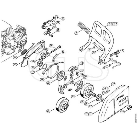 Genuine Stihl MS180 2-MIX / H - Hand Guard, Chain Brake