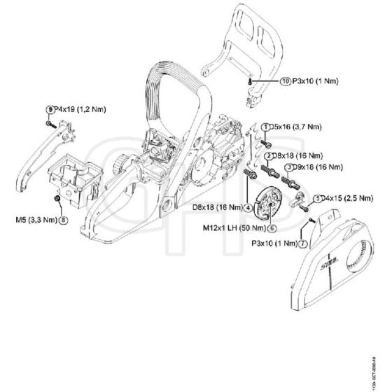 Genuine Stihl MS180 2-MIX / V - Tightening Torques