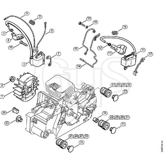 Genuine Stihl MS180 / G - Ignition system, AV system