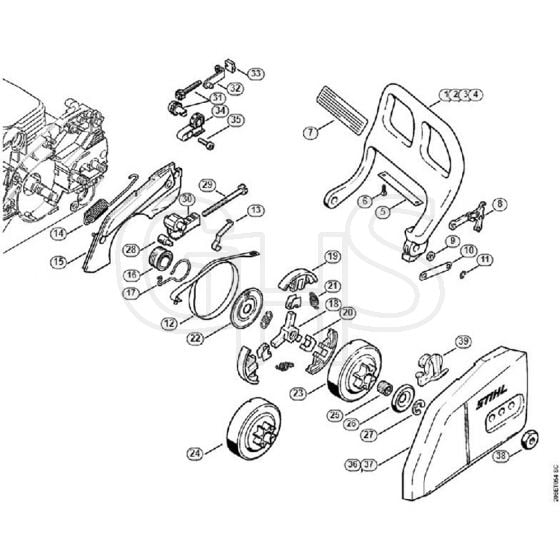 Genuine Stihl MS180 / H - Hand guard, Chain brake