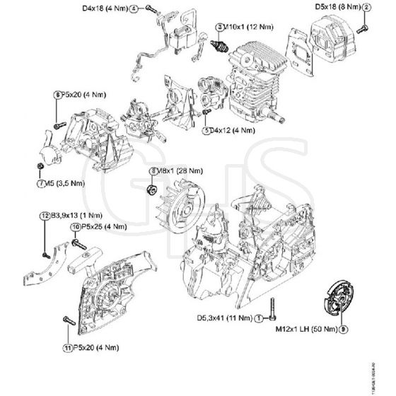 Genuine Stihl MS181 C-BE / AB - Tightening Torques