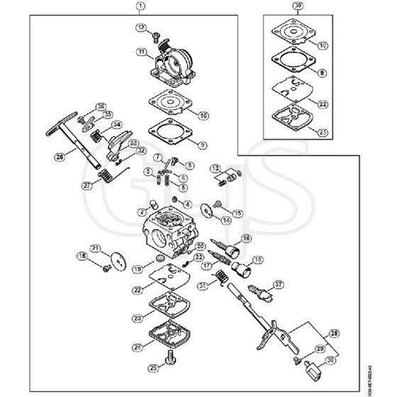 Genuine Stihl MS181 / S - Carburetor C1Q-S191 MS 181 (27.2013), (02.2011)