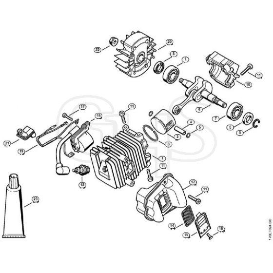 Genuine Stihl MS190 T / A – Cylinder with piston, Ignition system